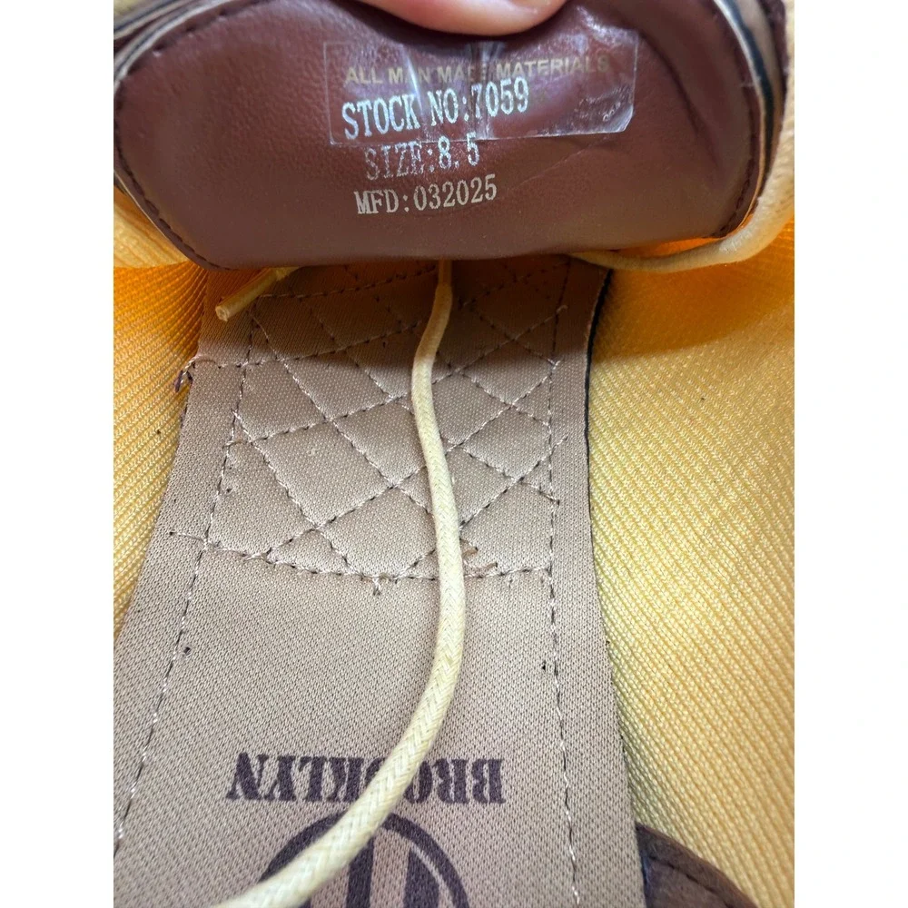 Brooklyn 718 Knit Oxford Shoes Mens 8.5 Yellow Excellent Wingtip Sneakers